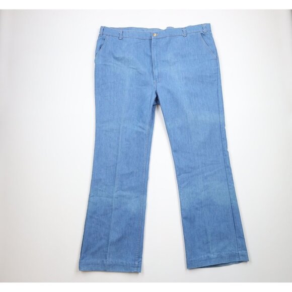 Vintage 70s Levis Mens 46x33 Faded Flared Wide Leg Bell Bottoms Jeans Blue USA